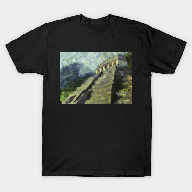 Starry Night in The Ancient Mayan Temple, Temple of the Inscriptions T-Shirt by Ryan Rad